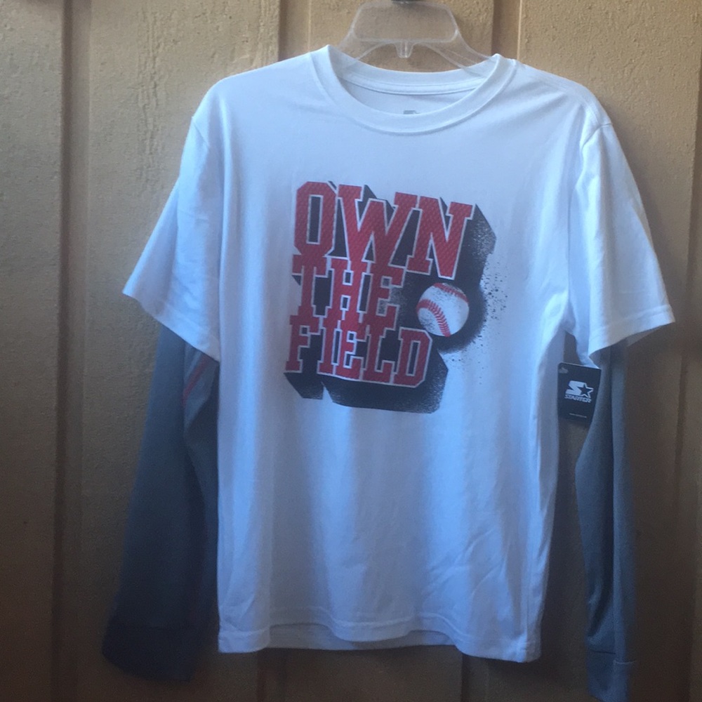 Own the Field Boys Baseball Shirt NEW Sz Small 6X/7 Moisture Wicking Long Sleeve